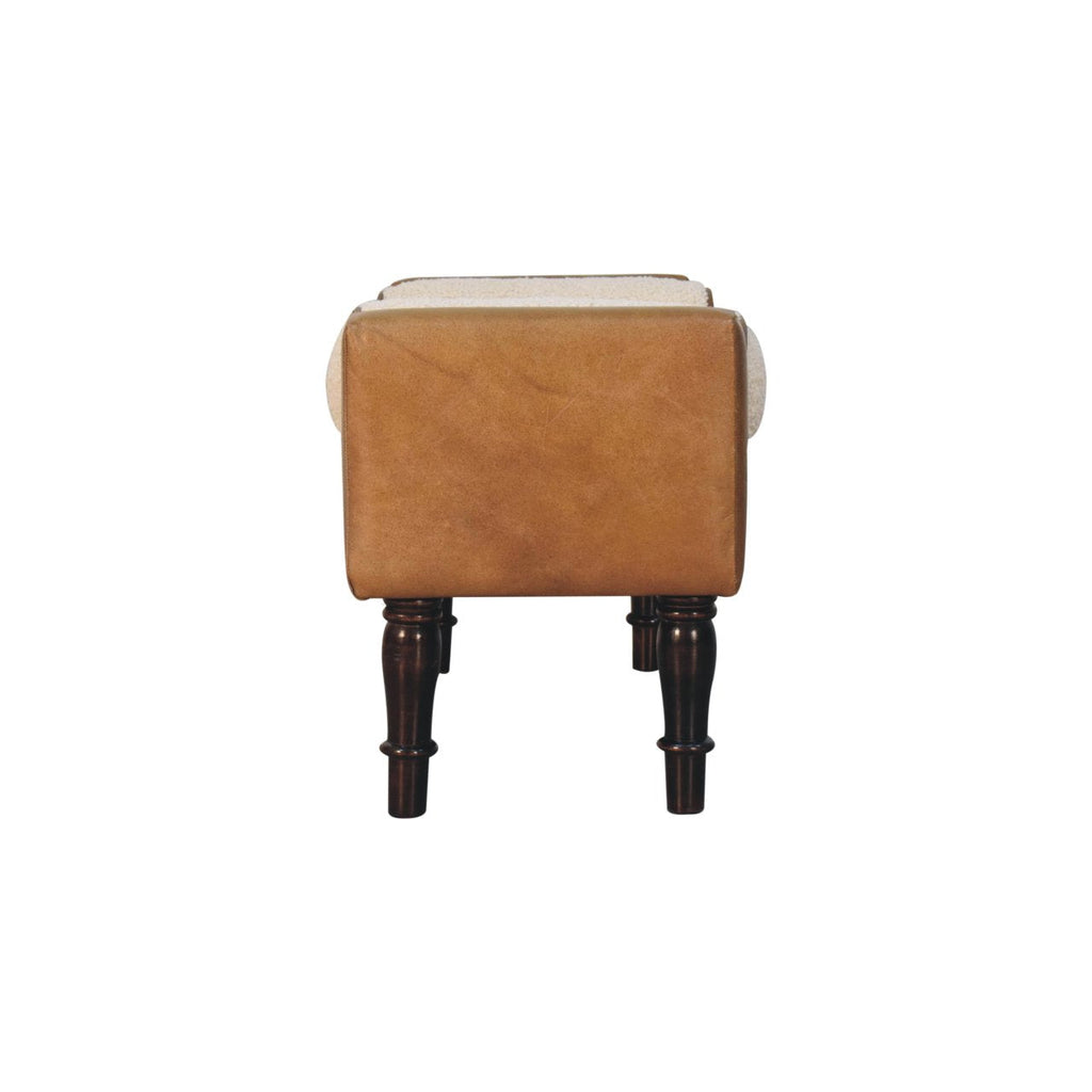 Solid Wood Chester Buffalo Bench with Buffalo Leather Upholstery
