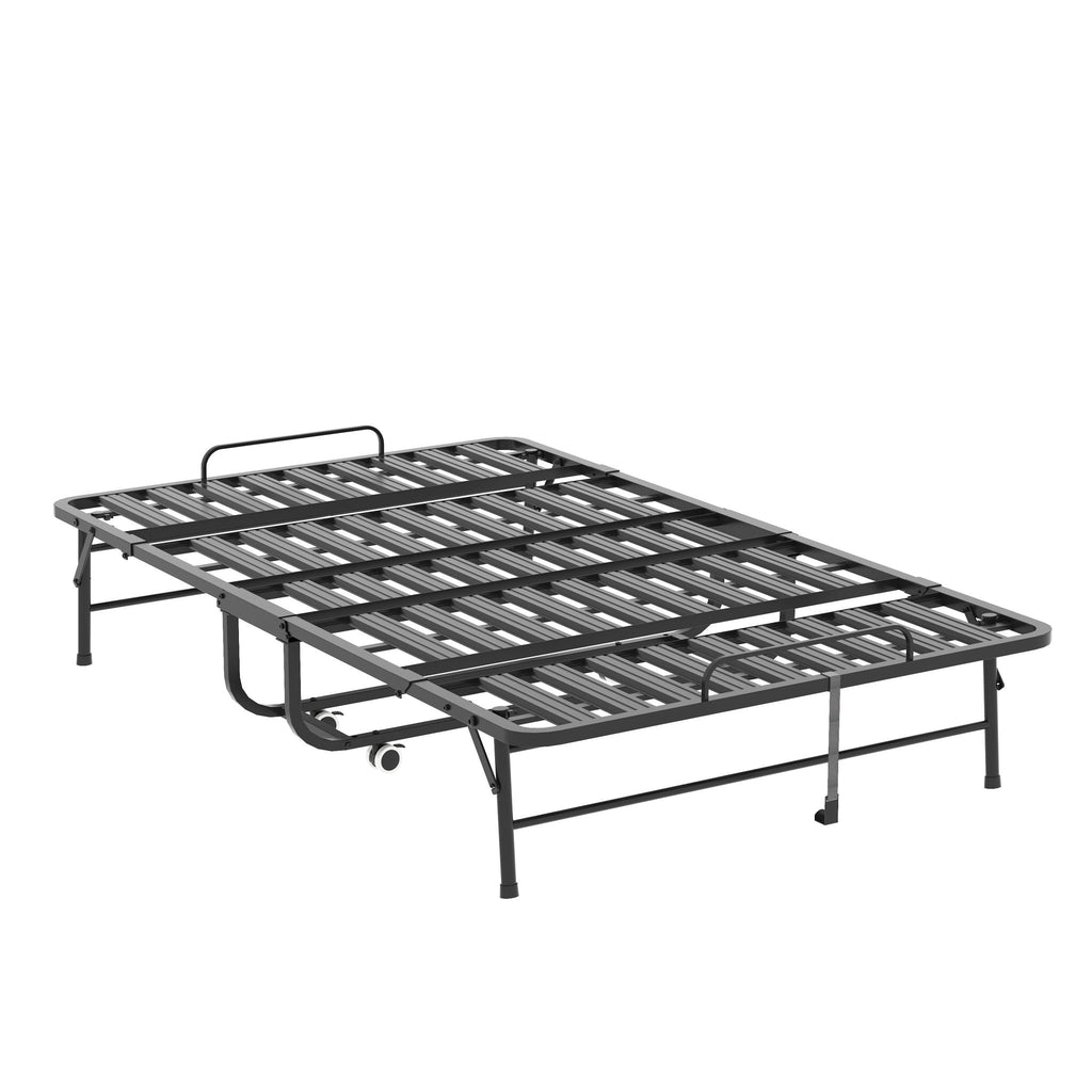 Twin Wide Folding Bed for Tall People with Memory Foam - Black
