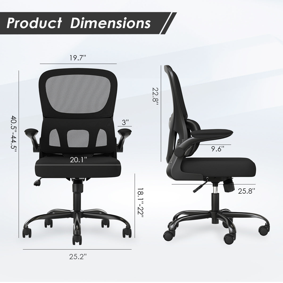 Ergonomic Mesh Office Chair with Lumbar Support - Black