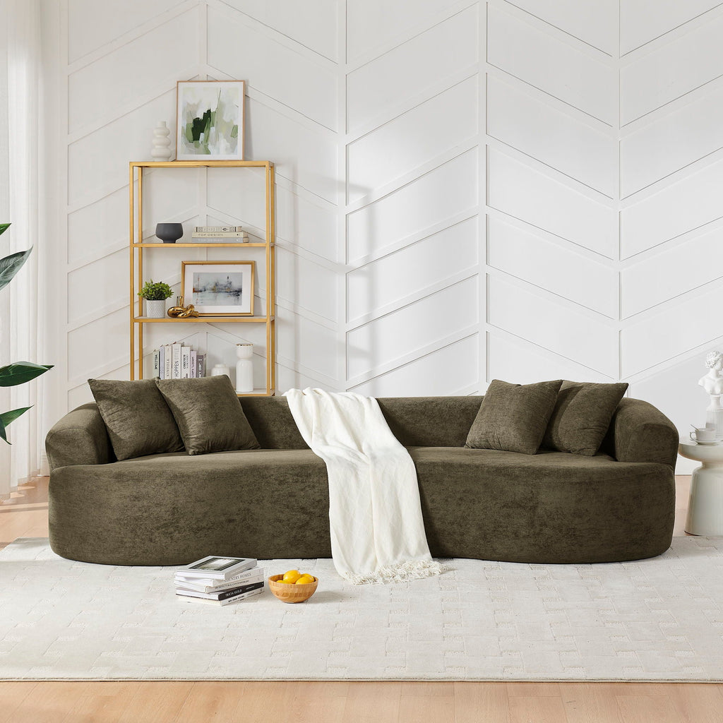 4 Seater Curved Cloud Sectional Sofa with High-Density Foam - Corduroy