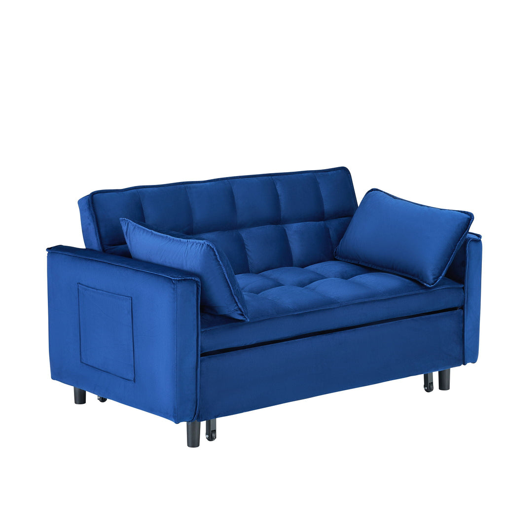 Convertible Velvet Sofa Bed with Storage Pockets - Multiple Colors