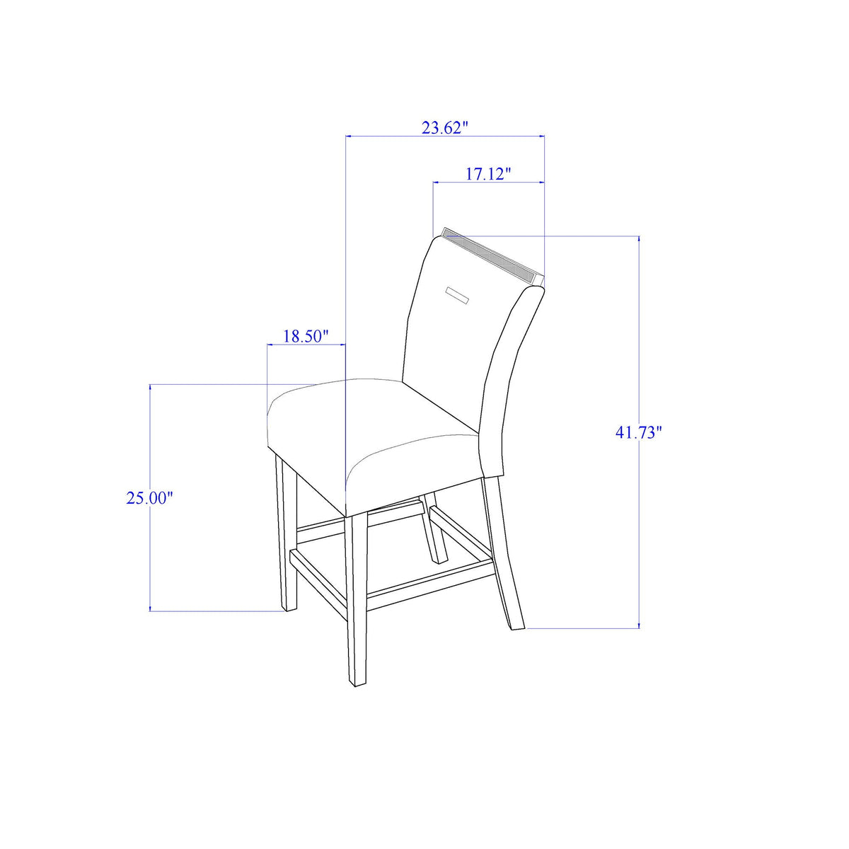 Gray Bar Stool Set of 2 with Padded Seat - Ariya