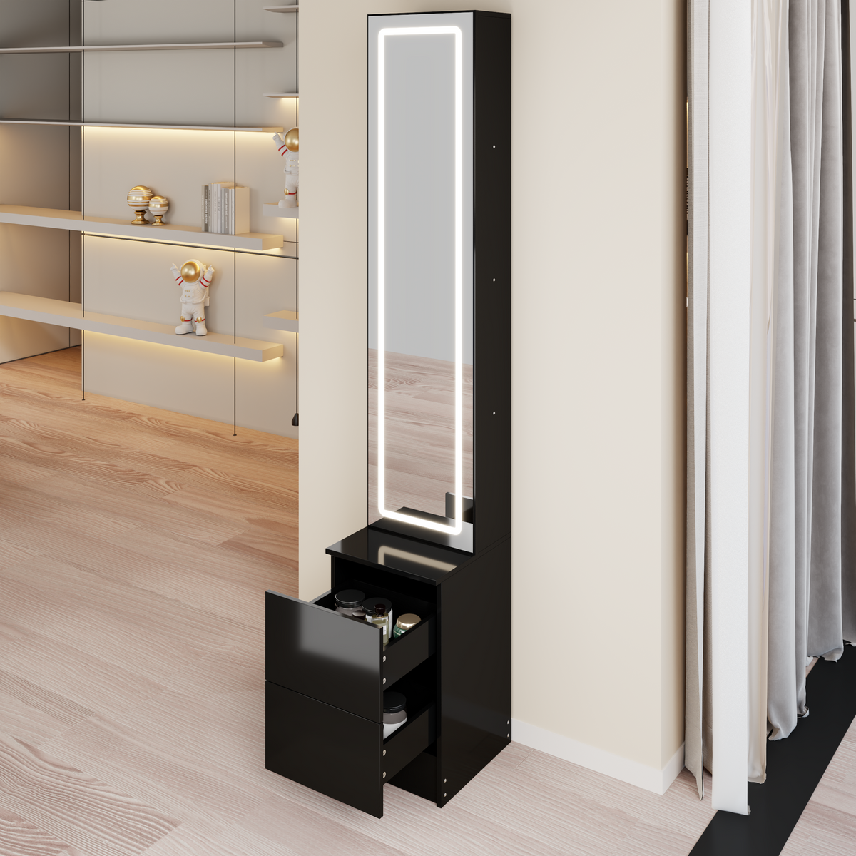 LED Dressing Mirror Cabinet with Adjustable Brightness - MDF