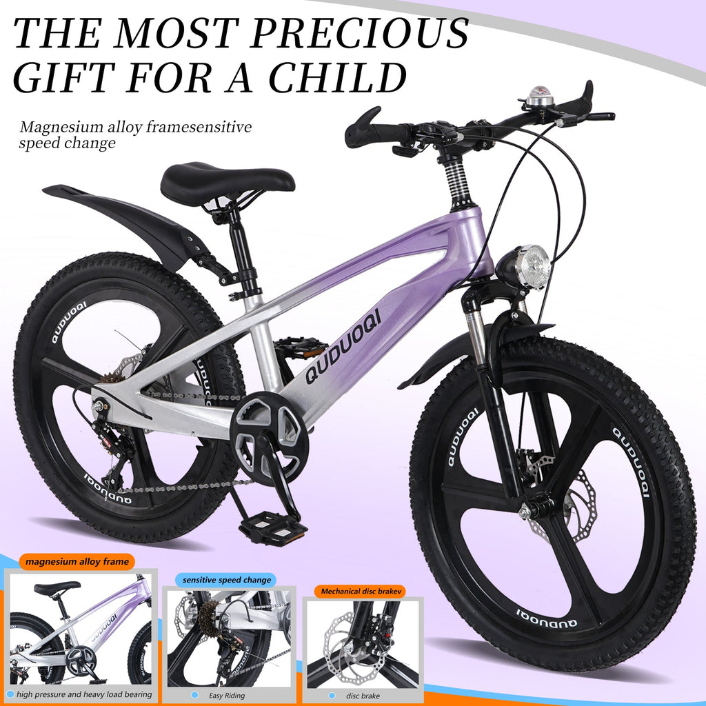 20 Inch Kids Mountain Bike with Magnesium Alloy Frame - Black