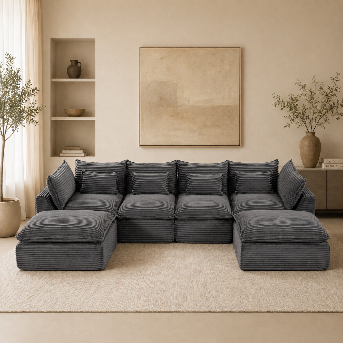Cloud Couch Oversized Modular Sectional Sofa with Modular Design - Antique Grey