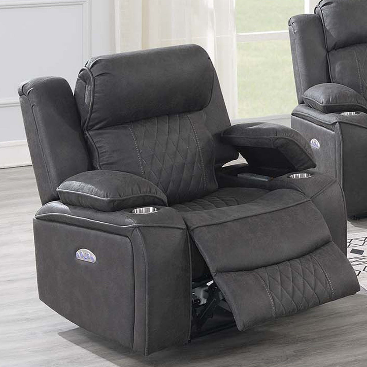 Power Motion Living Room Set with Adjustable Headrest & USB Port - Dark Brown or Dark Gray