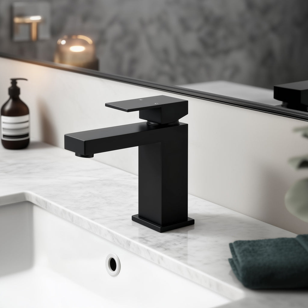 Single Handle Bathroom Faucet with Water-Saving Aerator - Matte Black
