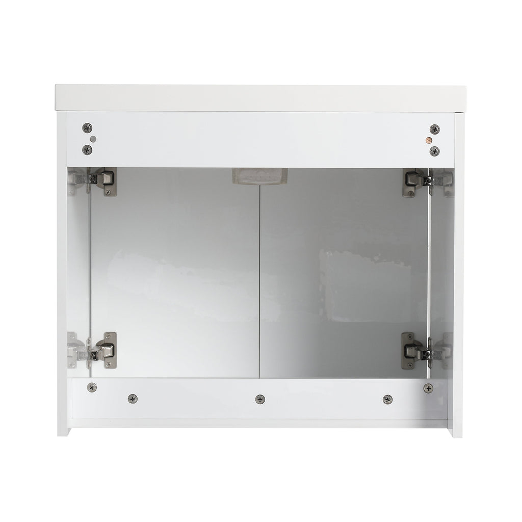 24" Bathroom Vanity with Resin Sink and Soft Close Doors - White