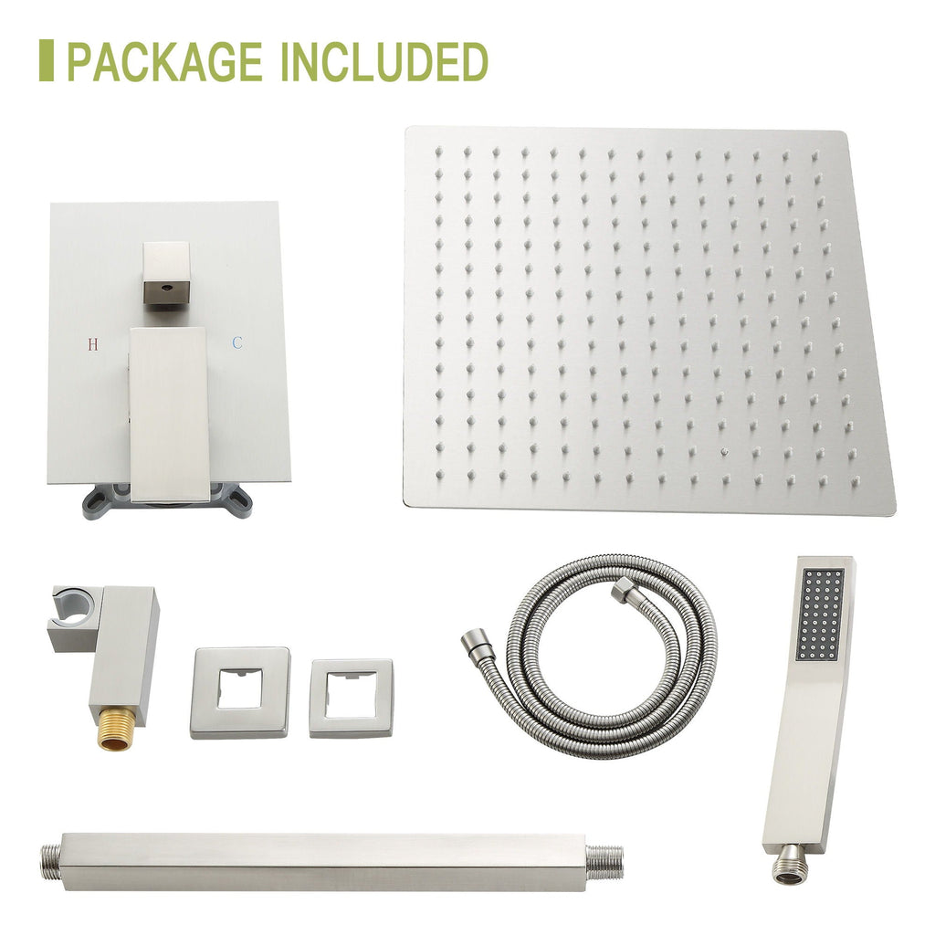 Dual Shower Head 16" Ceiling Mount Shower System with Pressure-Balanced Valve - Gray
