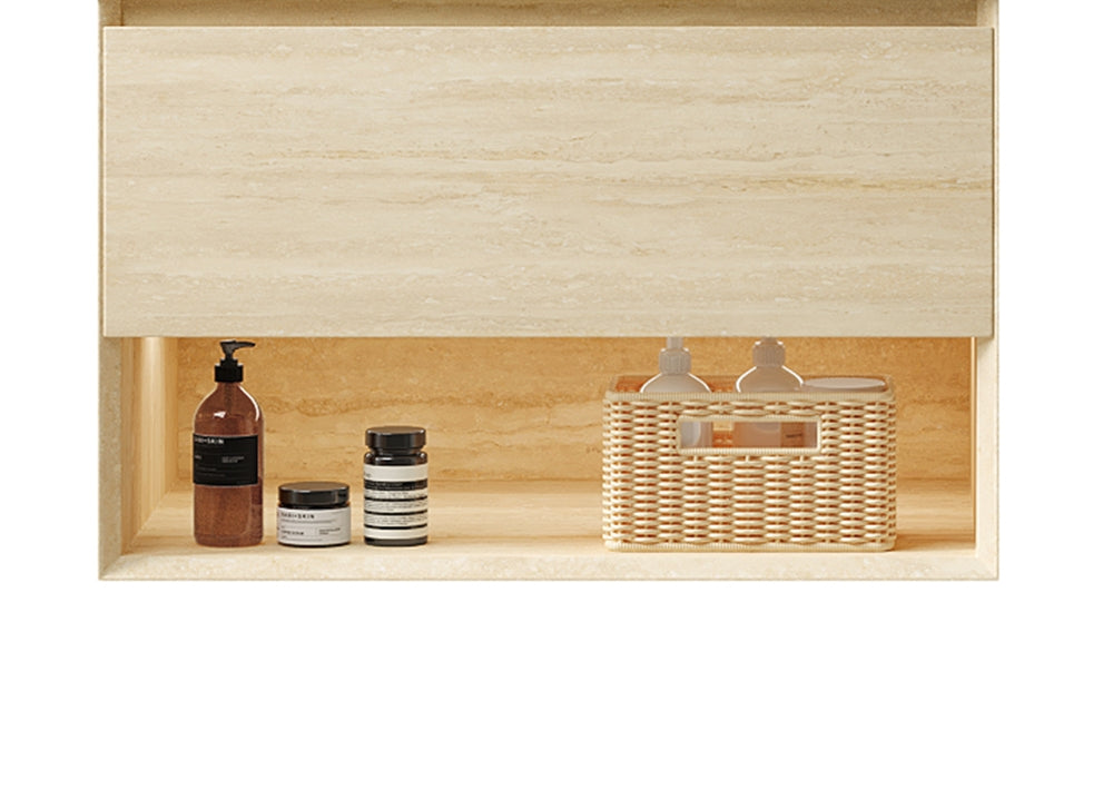 FRIGGA 30" Wall-Mounted Bathroom Cabinet with Drawer and LED Shelf - Oak