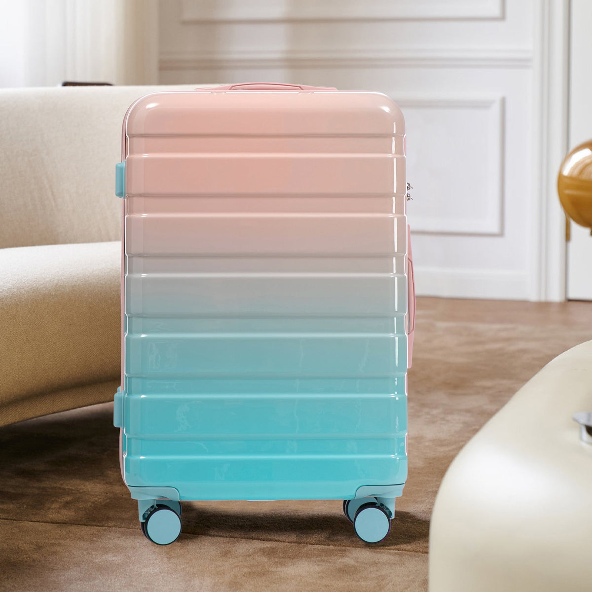 Gradient Color Hard Case Luggage 3-Piece Set with Spinner Wheels