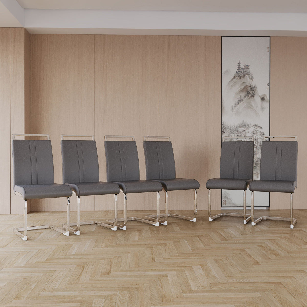 Modern Dining Chairs with Padded Seat and High Back - Black, White, or Dark Gray