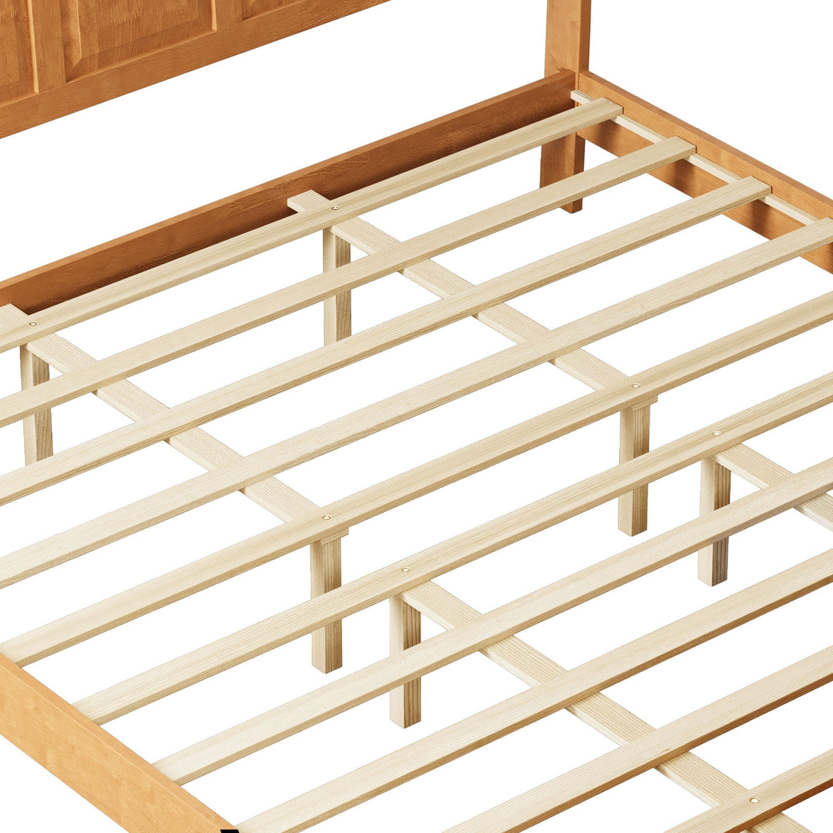 Sleigh Bed Frame with Tall Headboard and Storage Bench - Dark or Light Brown