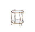 Mirrored End Table with Drum Design - Champagne Finish