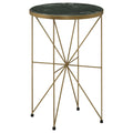 Eliska Round Green Marble Top Accent Side Table Antique Gold