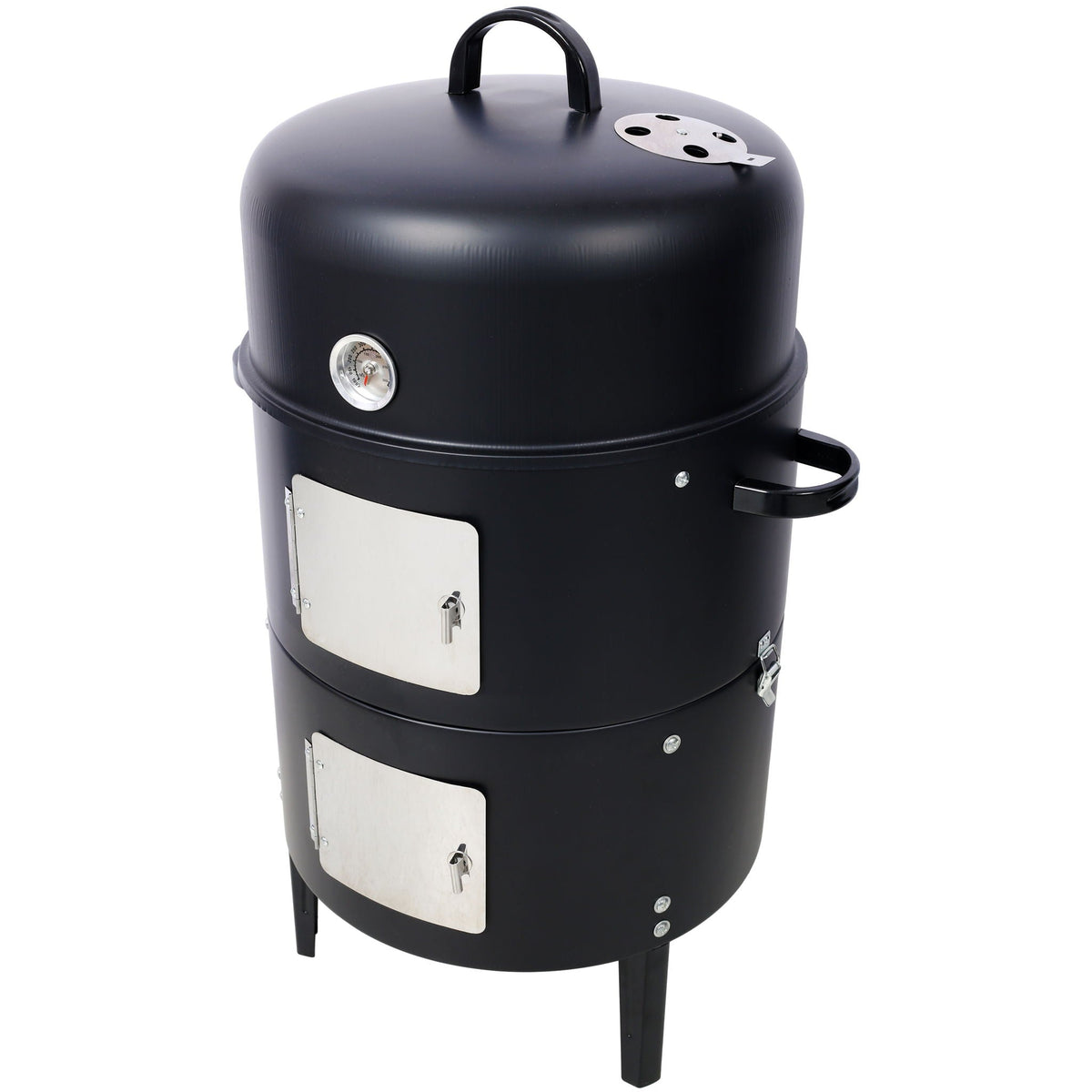 17" Steel Charcoal BBQ Grill with Built-in Thermometer - Black