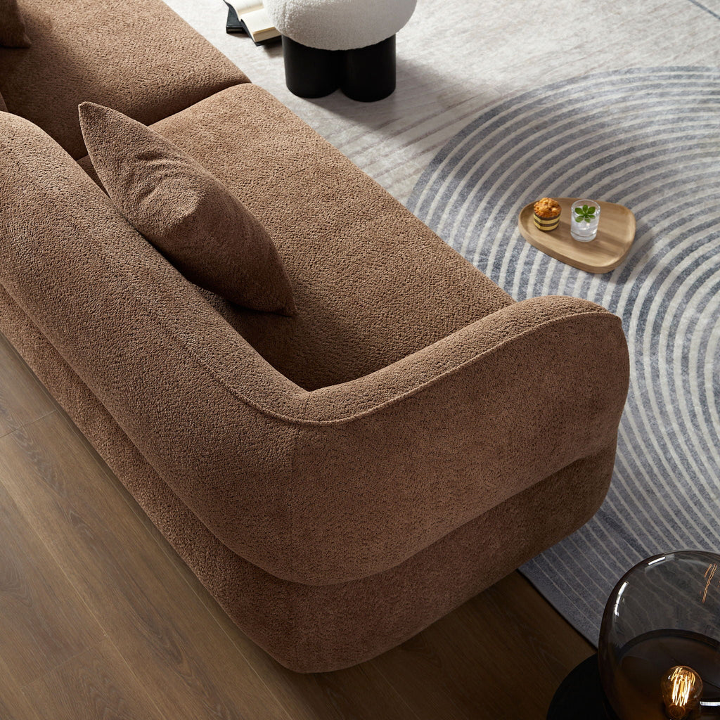 Sectional Sofa with Durable Fabric and Solid Wood Frame - Dark Brown or White