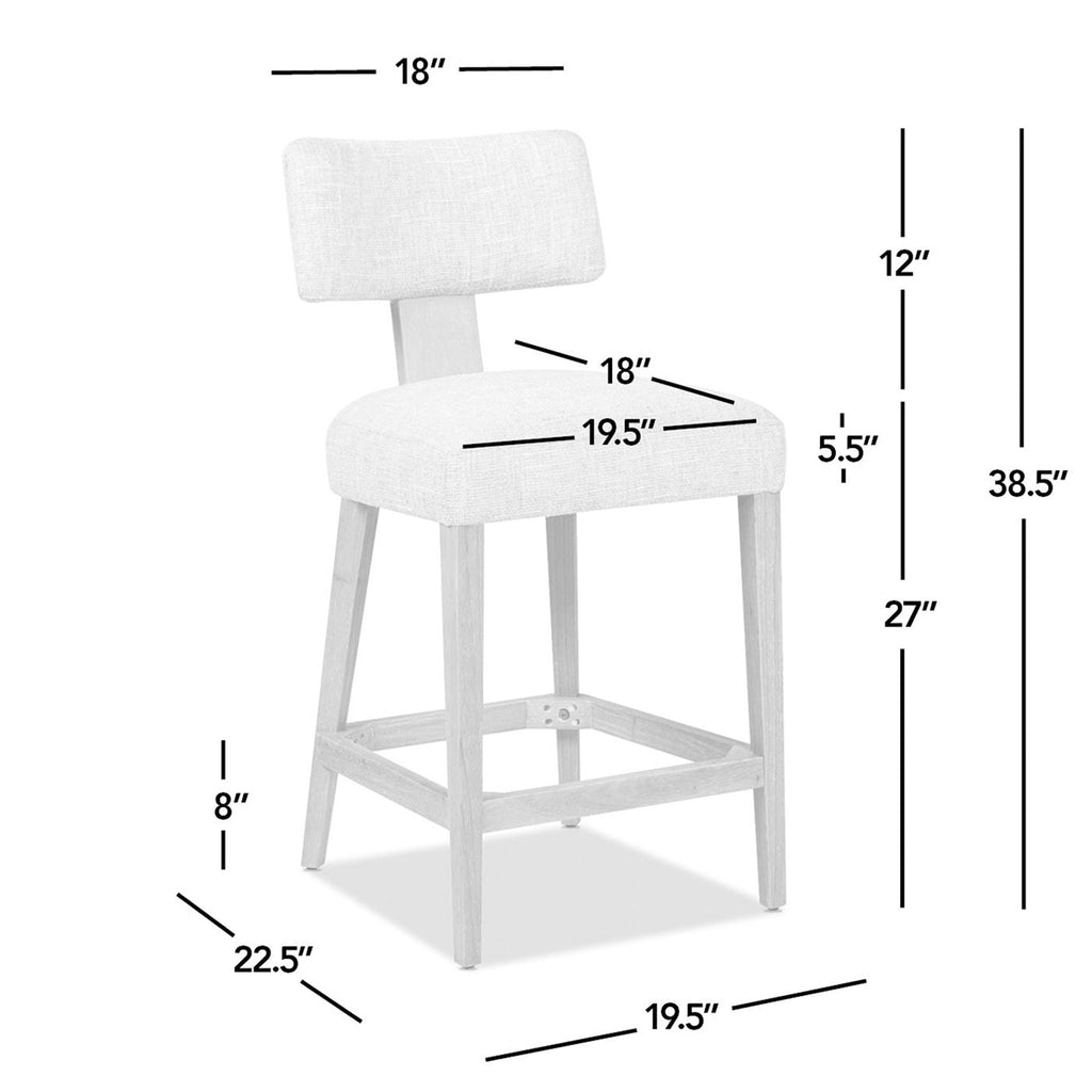 Round Arched Upholstered Counter Stool Set with Open Back - Travertine Beige