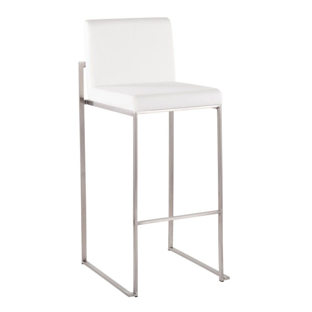 Contemporary High Back Barstool Set with Upholstered Seat – Multiple Colors
