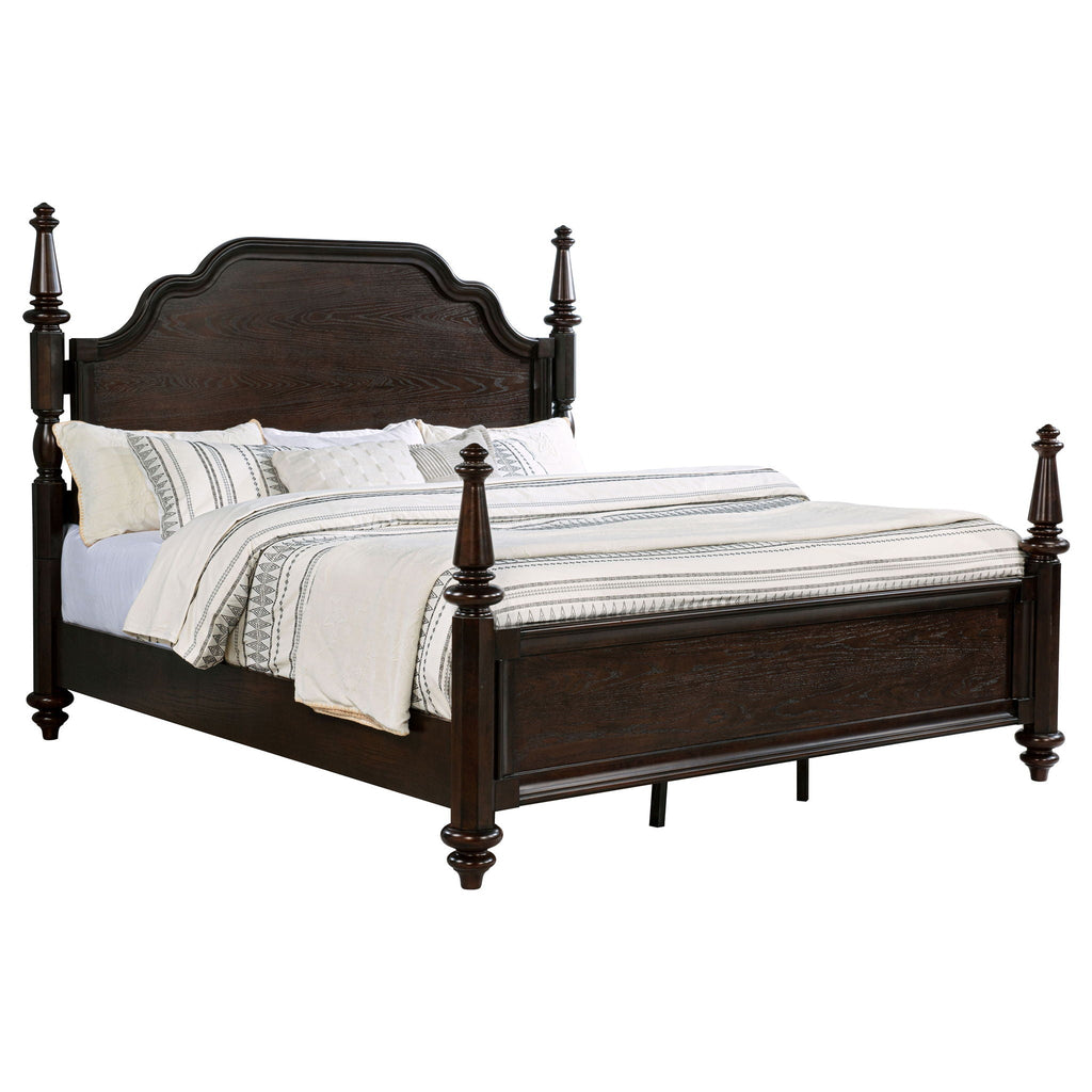 Andover 63-inch Four Poster Eastern King Bed Dark Oak