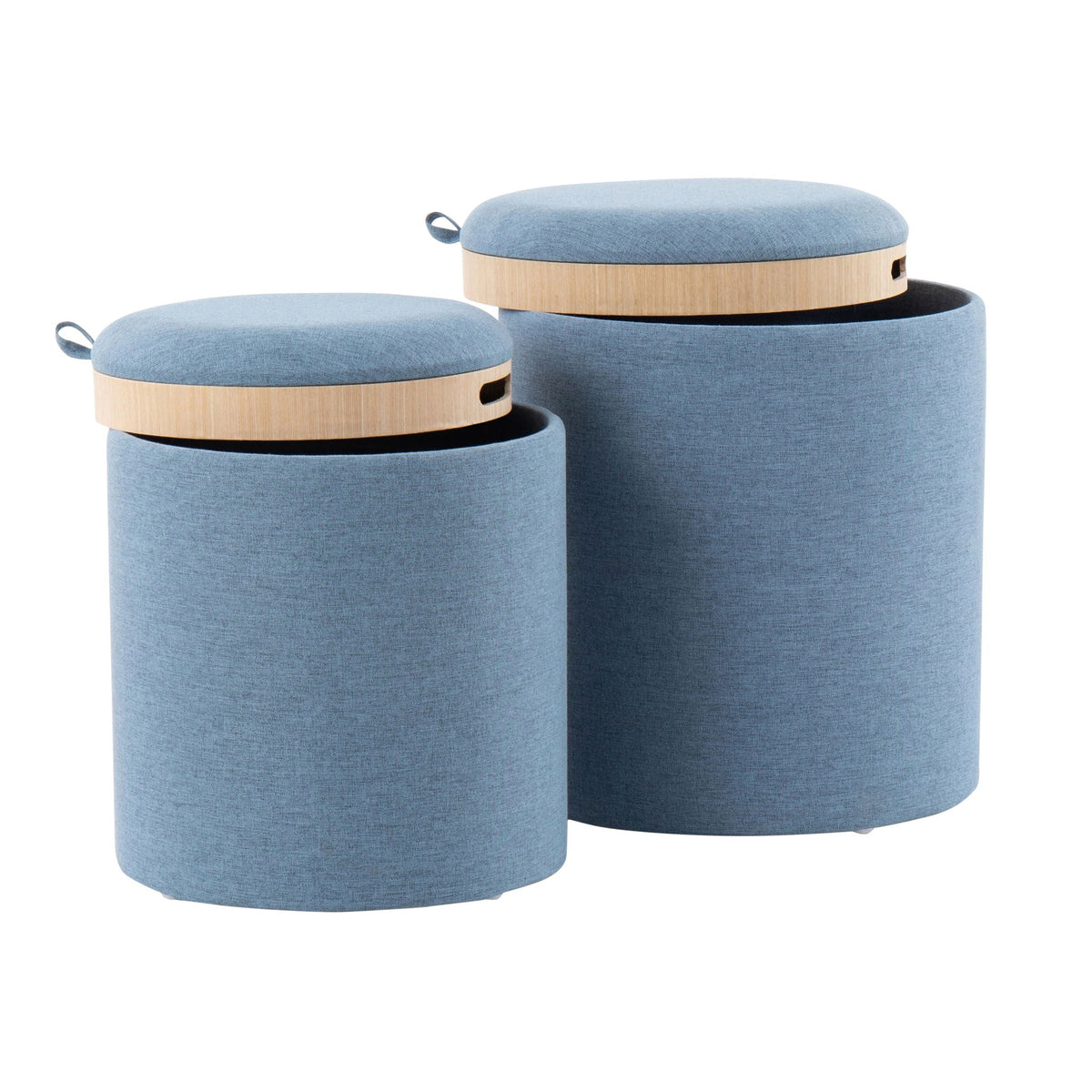 Contemporary Nesting Ottoman Set with Flip Tray Top - Multiple Colors