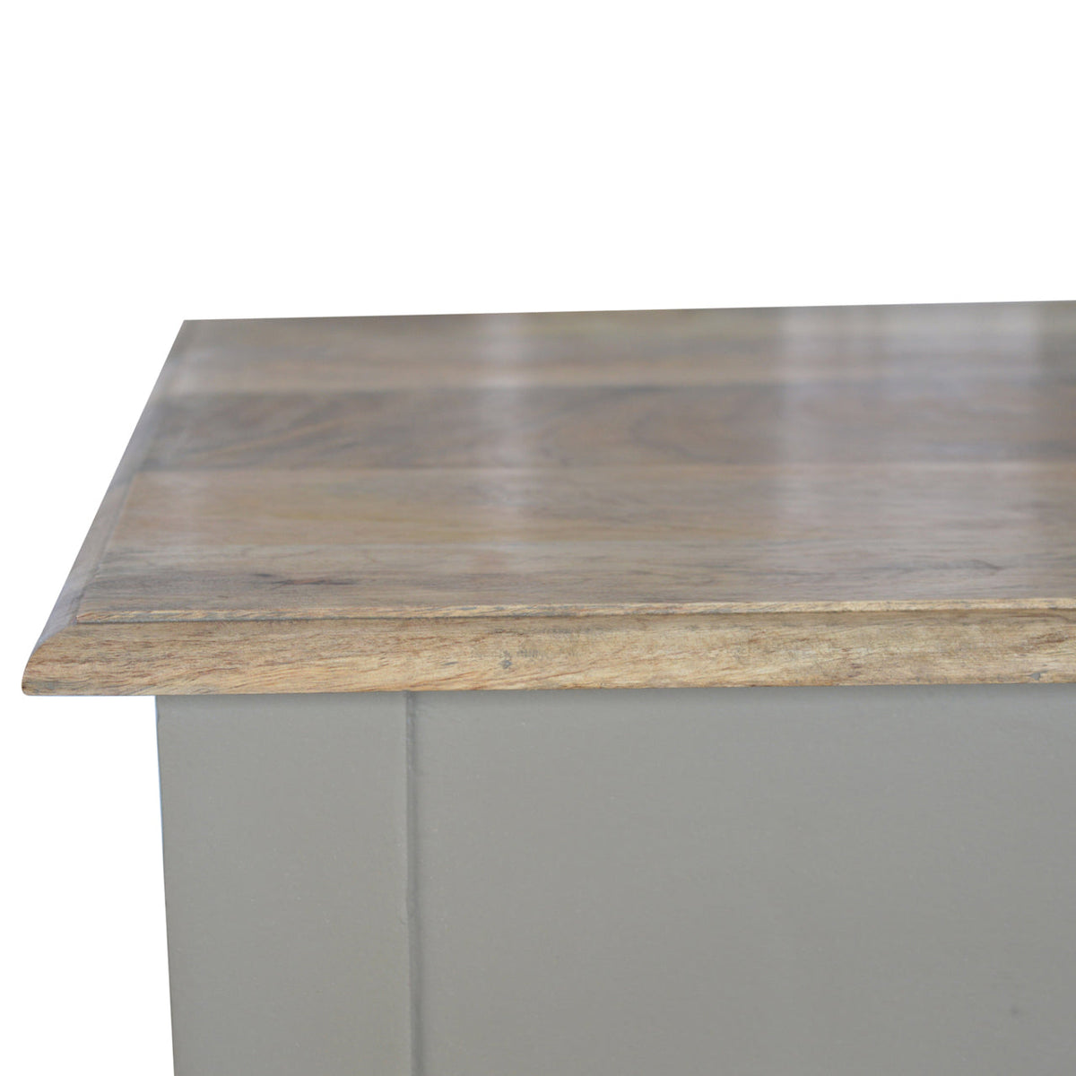 Solid Wood Hand Painted Writing Desk with 1 Drawer - French Grey & Oak