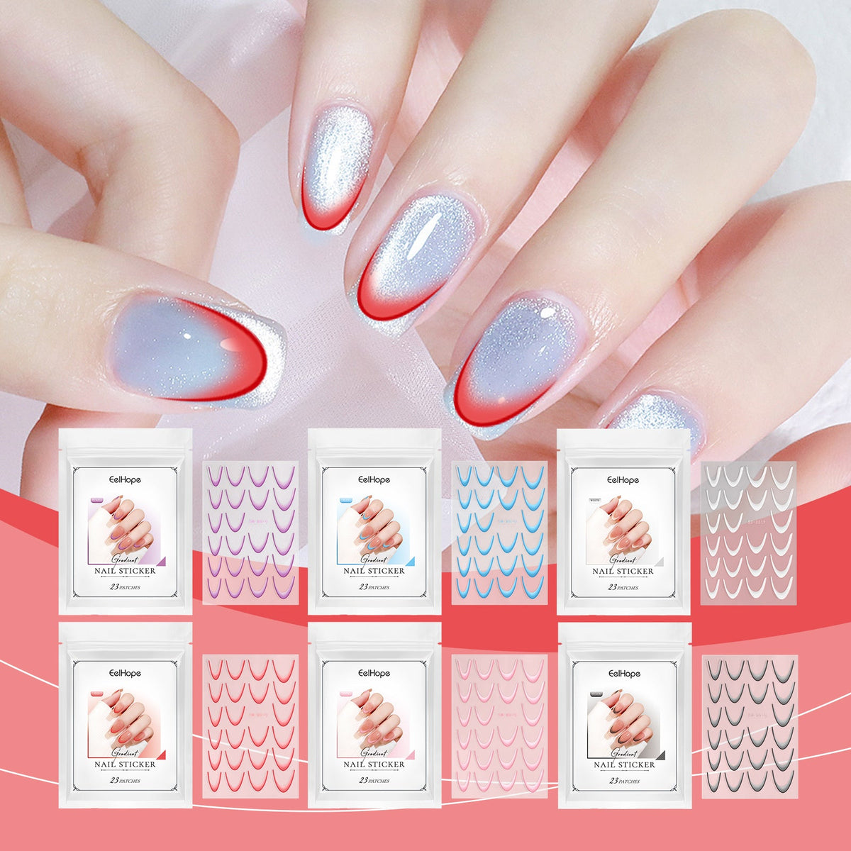 French Gradient Nail Sticker Gradient Nail Sticker Easy Nail Decor Personalized Nail Sticker