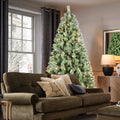 8FT Christmas Tree with 550 Warm Lights - PVC Realistic Holiday Tree
