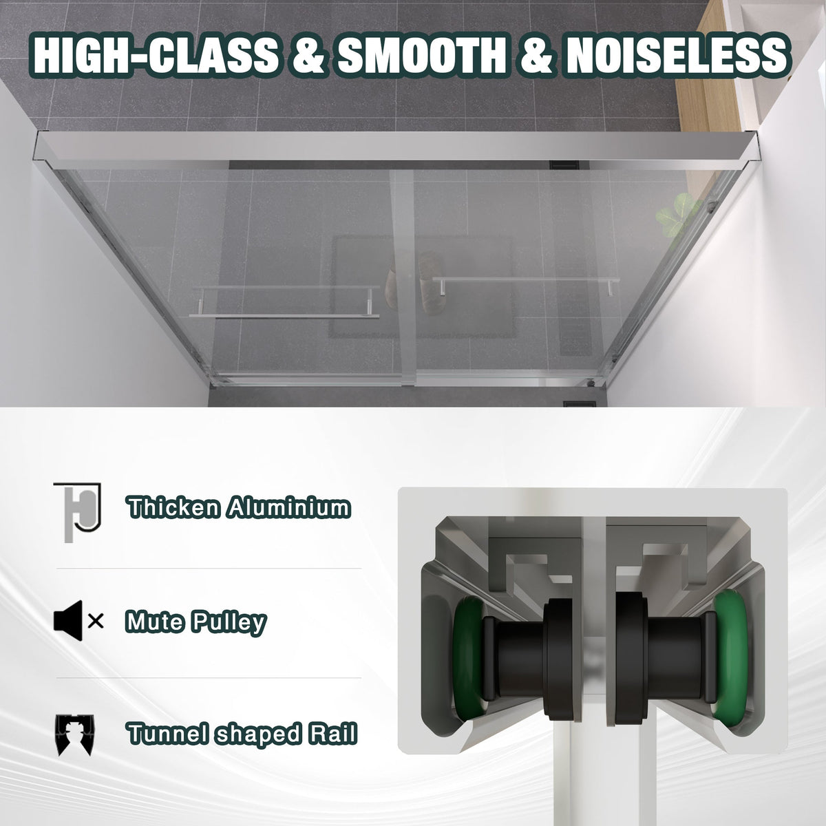 Aluminum Frame Double Sliding Shower Door with Clear Tempered Glass - Chrome