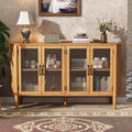 Stylish Large Storage Cabinet with 4 Doors – Solid Wood and Glass