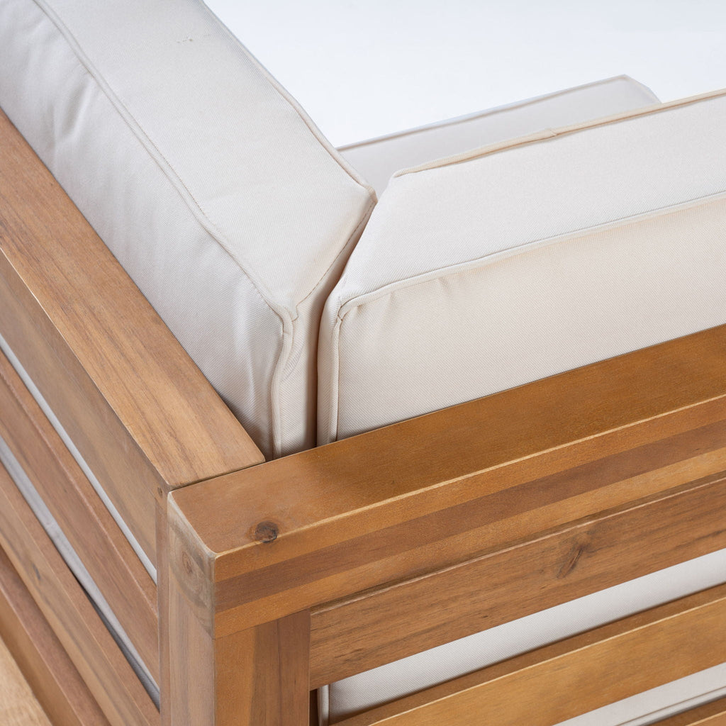 Oana 3 Piece Loveseat Set with Coffee Table - Acacia Wood Outdoor Seating