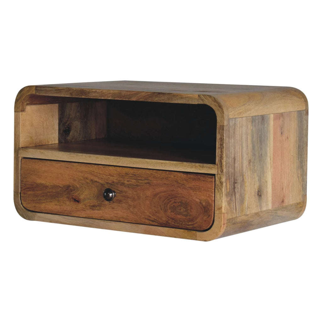 Large Floating Bedside Nightstand with Drawer and Open Slot - Oak-ish