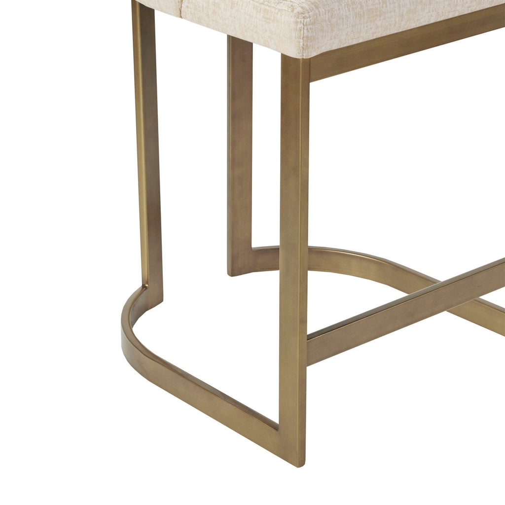 Upholstered Counter Stool with Metal Base – Cream