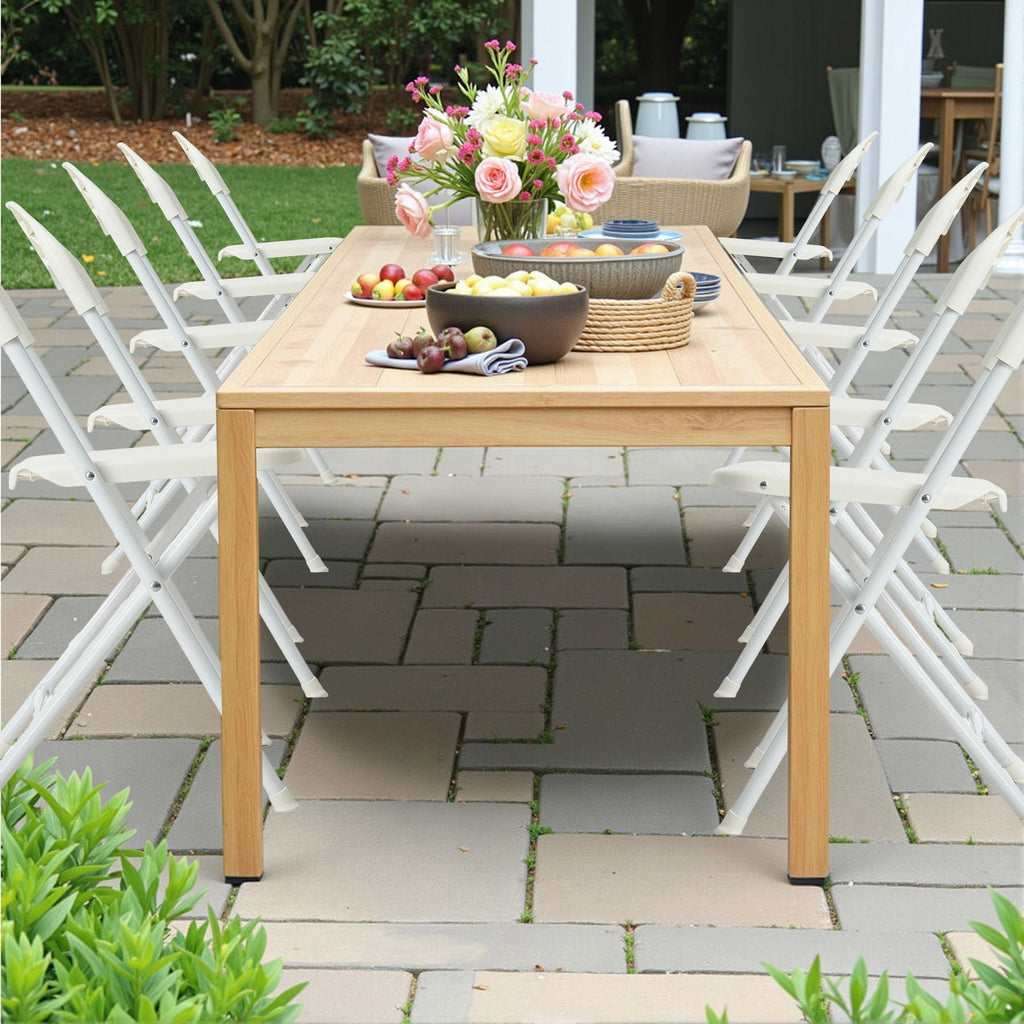 White Folding Chair Set with Waterproof Finish and Stackable Design - Set of 4