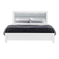 White Platform Bed with LED Accent Lighting - Upholstered Headboard