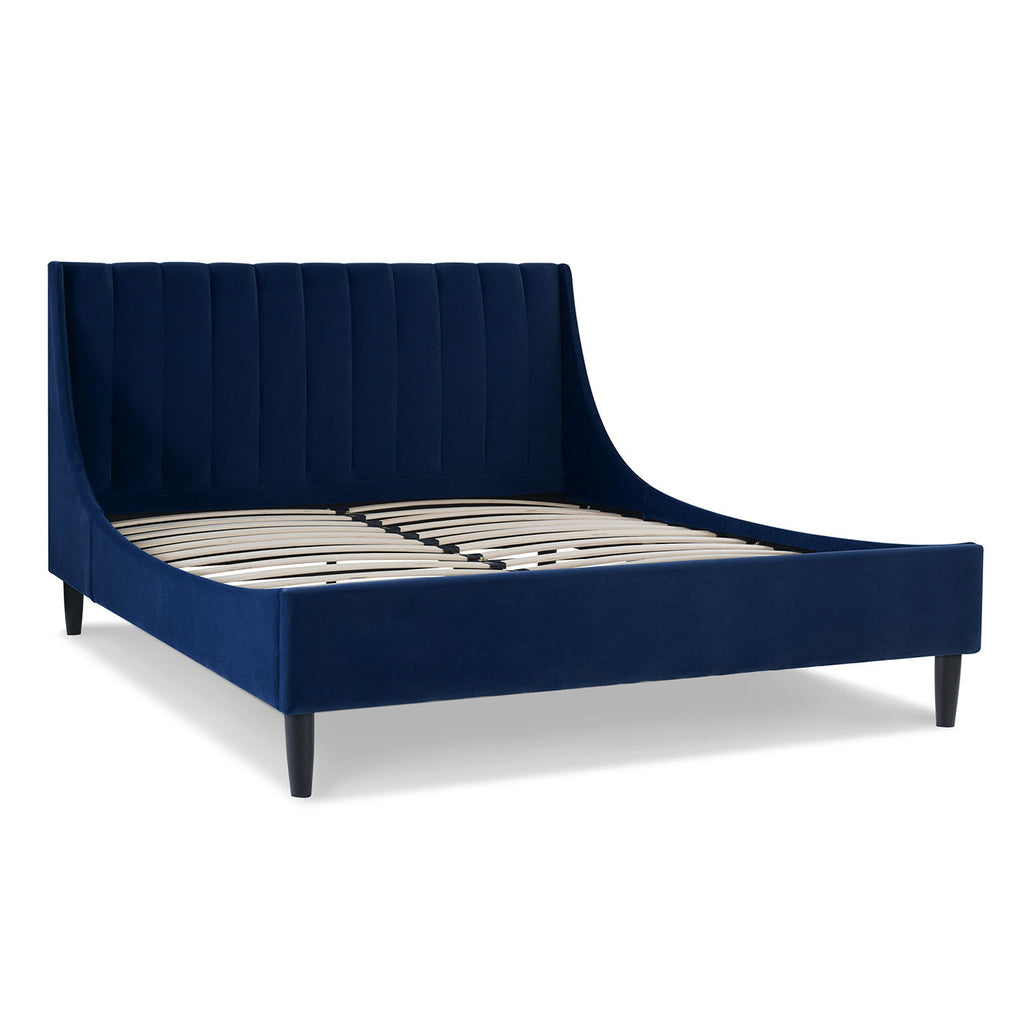 Vertical Tufted Modern Headboard Platform Bed Set with Upholstered Finish - Multiple Colors