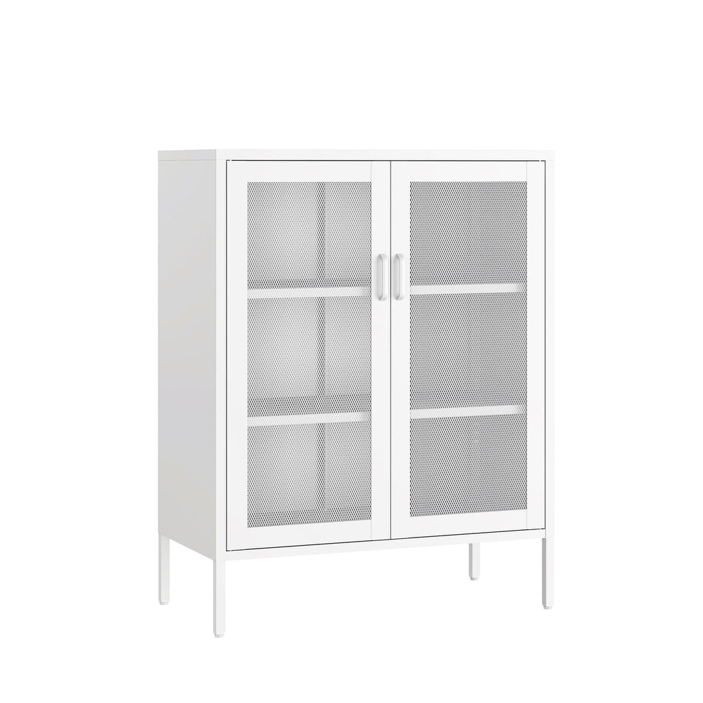 Metal Accent Cabinet with Adjustable Shelves - Black, Green, or White