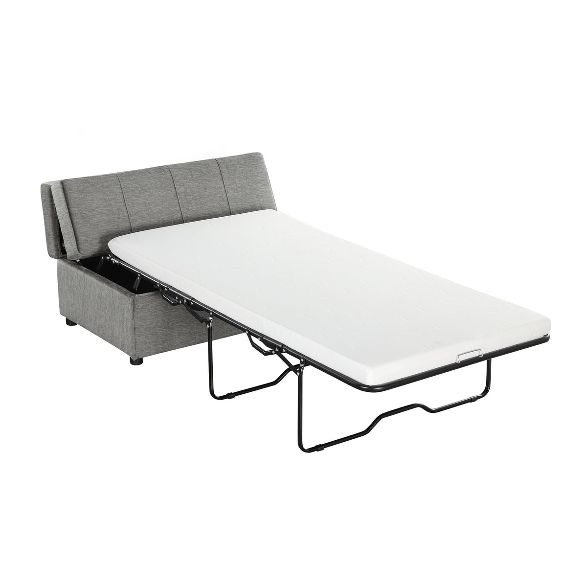 Twin Size Folding Ottoman Sleeper Bed with Mattress - Light Brown, Black, Dark Gray, White