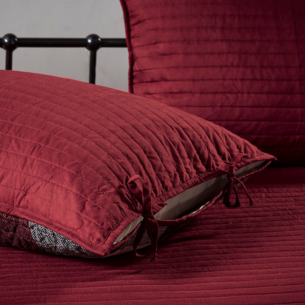 6 Piece Reversible Plaid Daybed Cover Set with Reversible Herringbone Design - Plaid