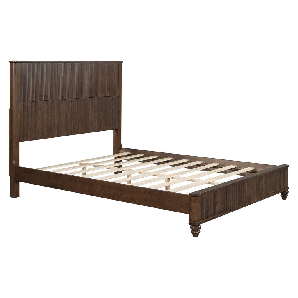 Platform Bed Frame with Tall Headboard - Solid Wood, Queen & King Sizes