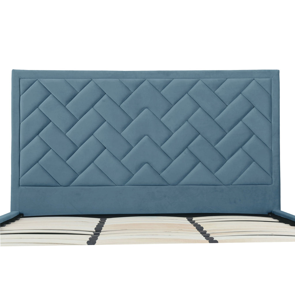 Upholstered Bed with Headboard and Slats - Multiple Colors