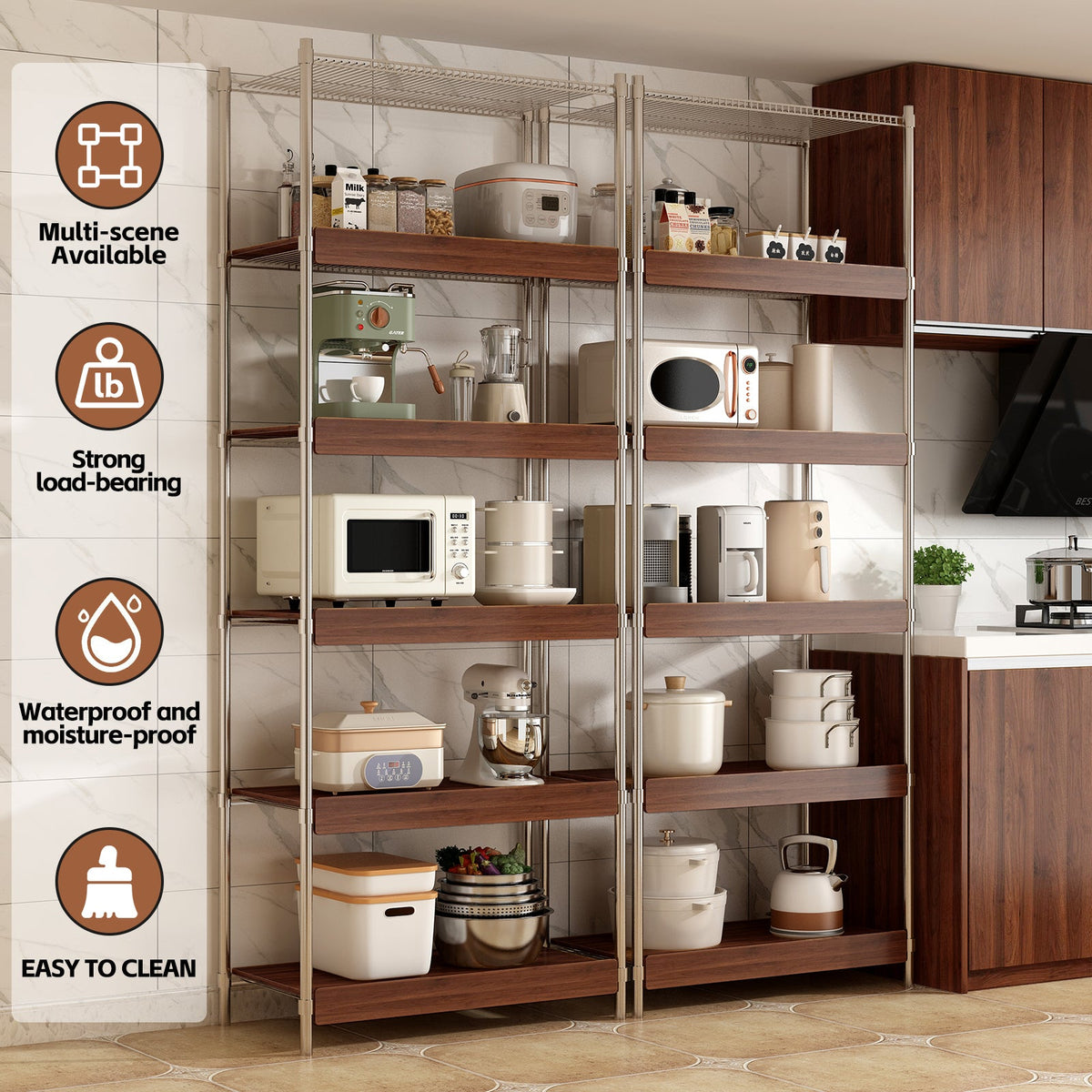 30" x 16" Heavy Duty MDF Shelf Liners with Tool-Free Installation - Walnut