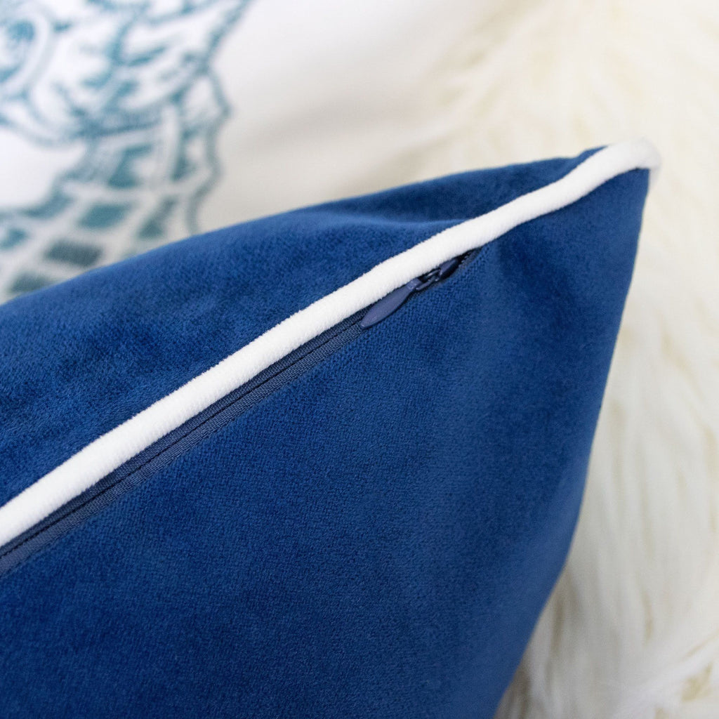 Indigo Mermaid Pillow Cover with Matching Back and Hidden Zipper