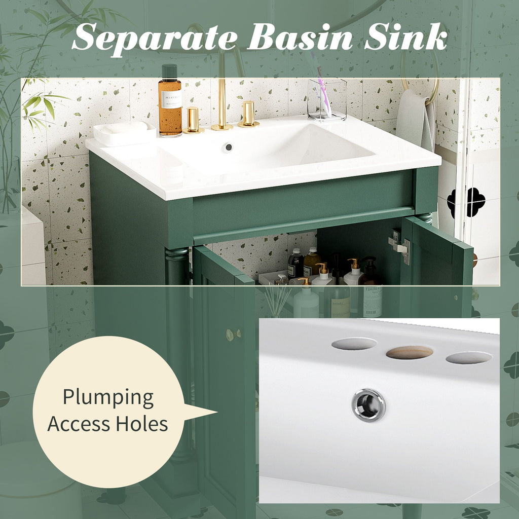 Bathroom Vanity With Top Sink and Two-Tier Storage Cabinet - Multiple Colors