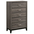 Smoke Gray 5 Drawer Chest with Solid Wood Construction - 5 Drawers