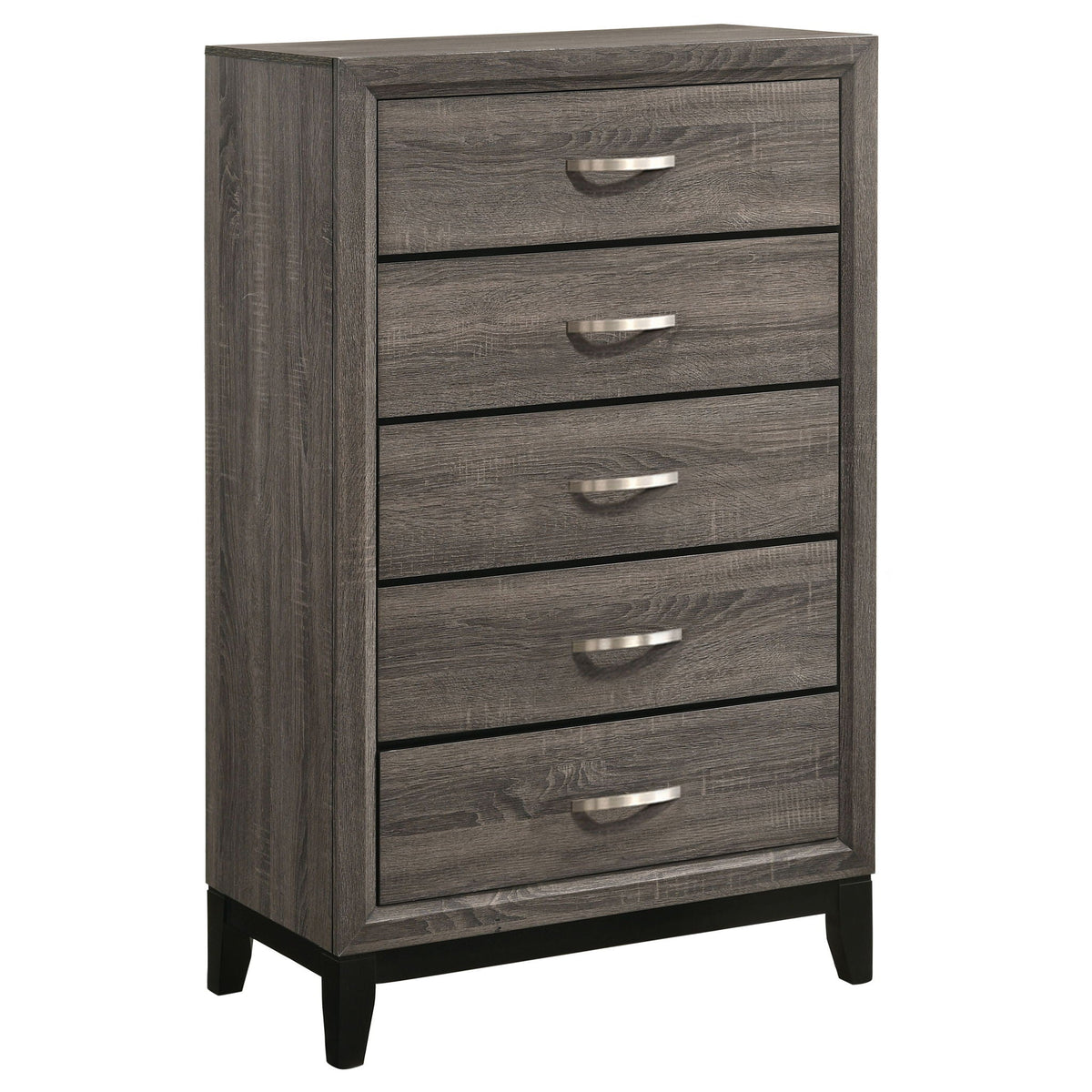 Smoke Gray 5 Drawer Chest with Solid Wood Construction - 5 Drawers