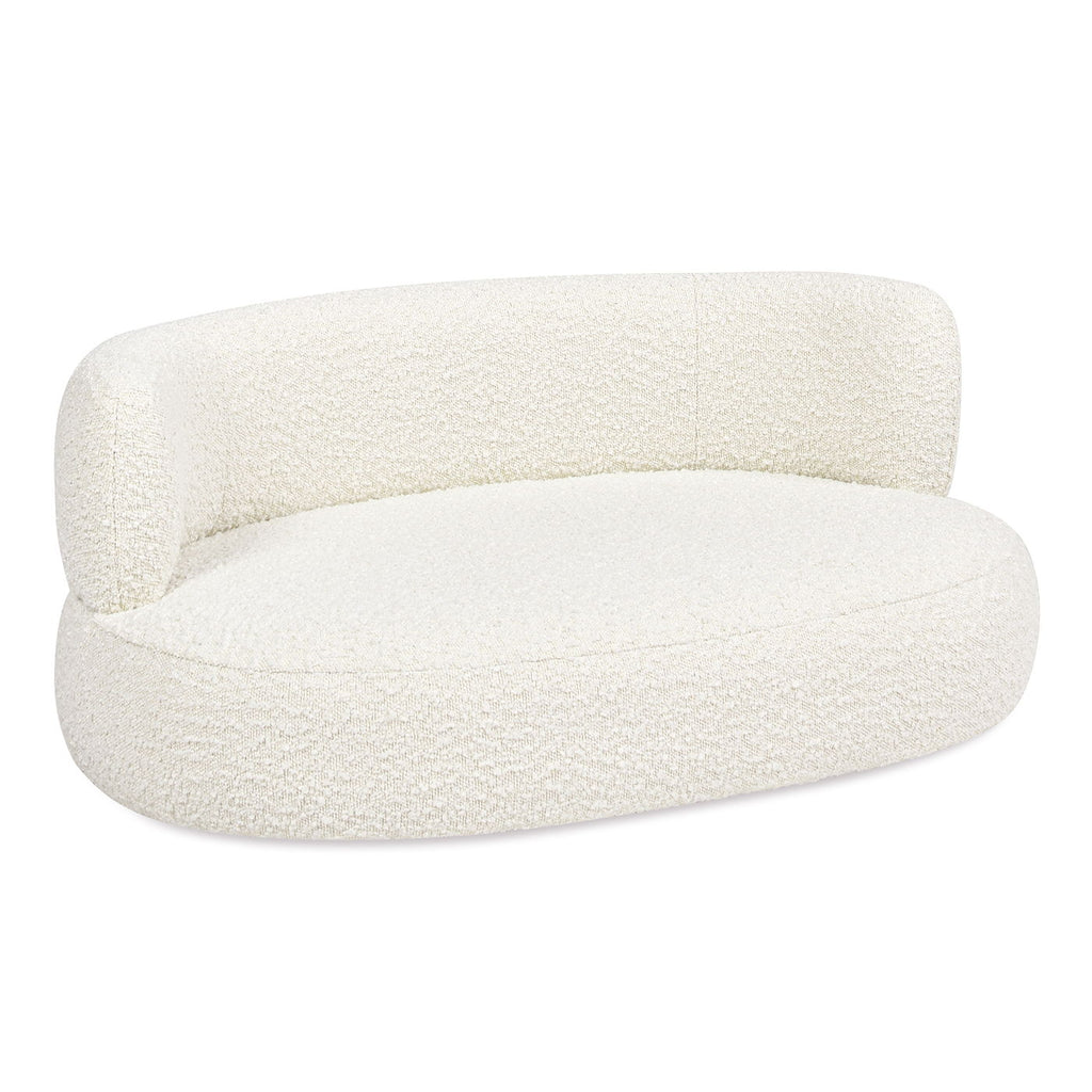 Ivory White Curved Dog Sofa Bed with Boucle Upholstery - Medium