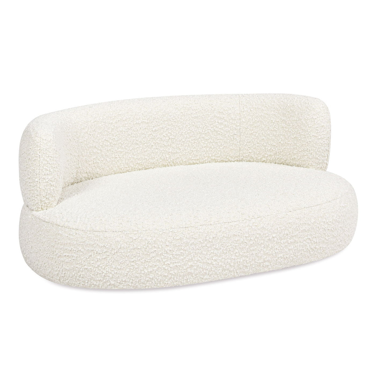 Ivory White Curved Dog Sofa Bed with Boucle Upholstery - Medium
