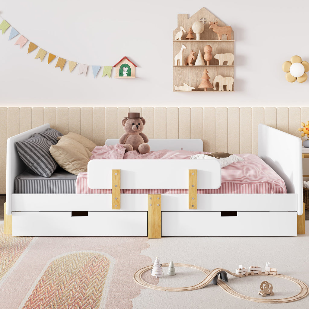 Full Size Platform Bed with Storage Drawers - Pine, Plywood & MDF
