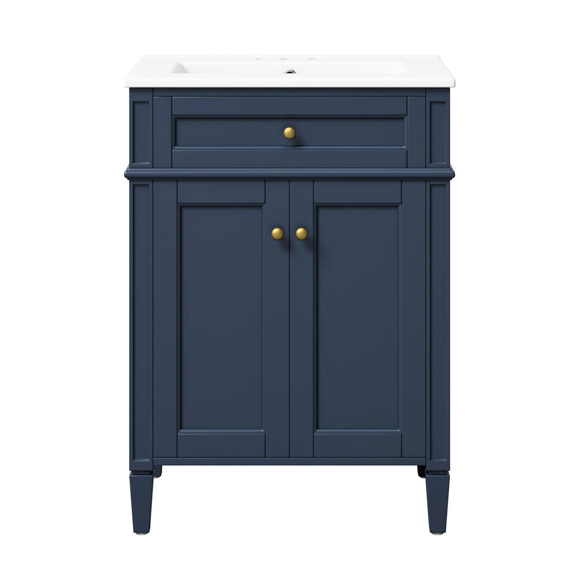 24" Bathroom Vanity with Ceramic Basin and Storage - Blue